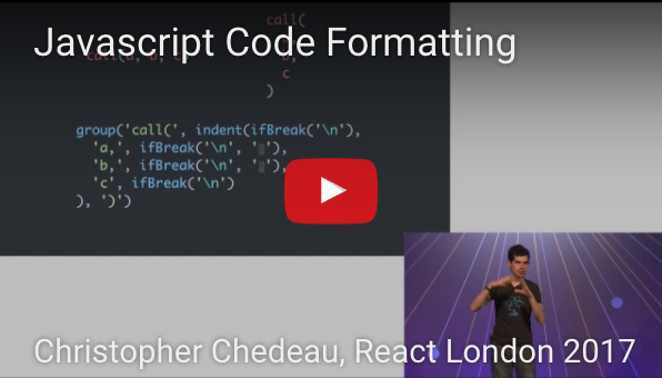 Christopher ChedeauによるReact London 2017講演「JavaScript Code Formatting」